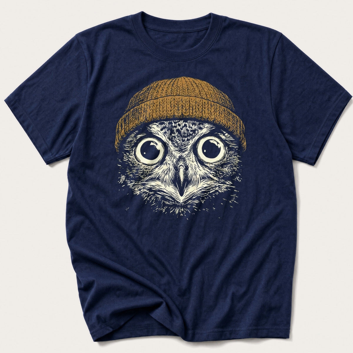 Beanie Owl 6 — Navy T-Shirt