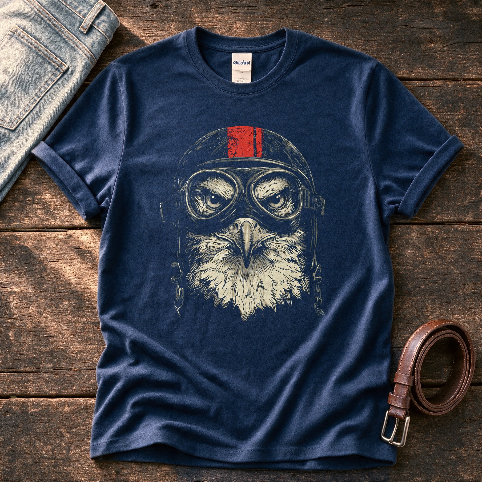 Biker Eagle 3 — Navy Comfort Colors tee