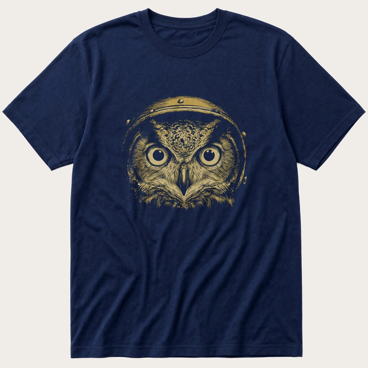 Biker Owl 5 — Navy T-Shirt
