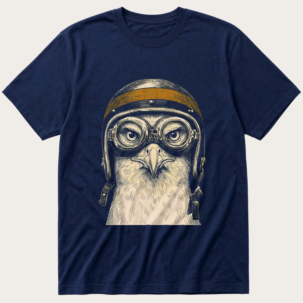 Biker Seagull 9 — Navy T-Shirt