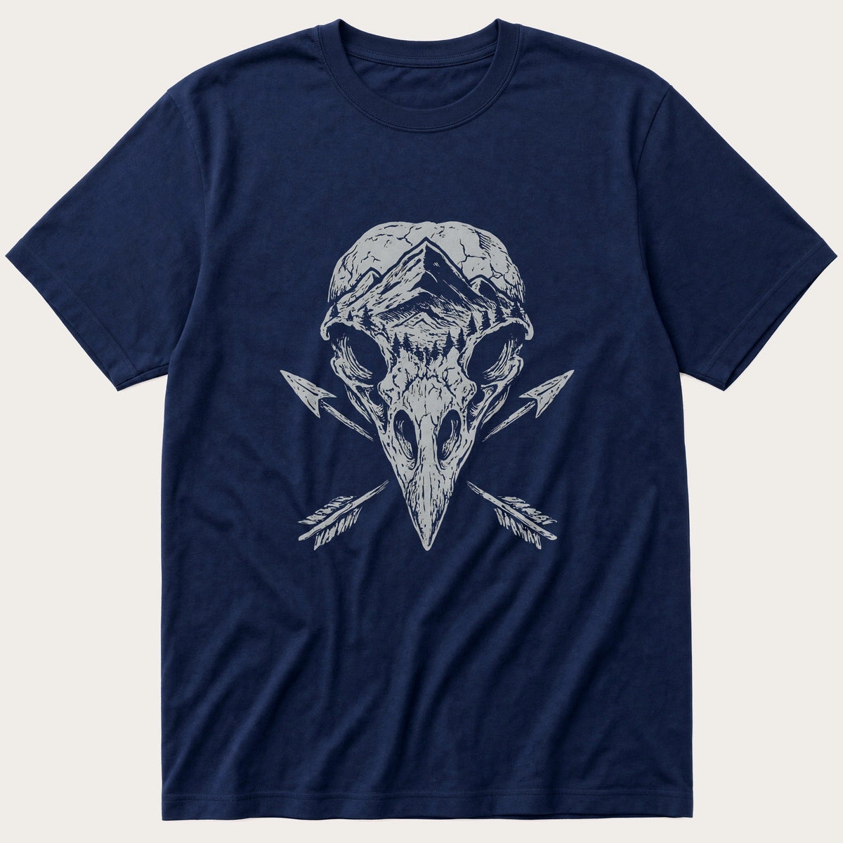 Bird Skull And Arrows — Navy T-Shirt
