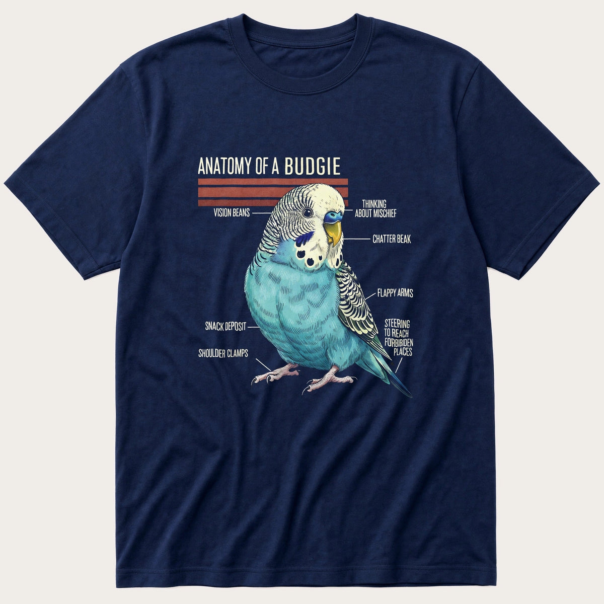 Budgie Anatomy — Navy T-Shirt