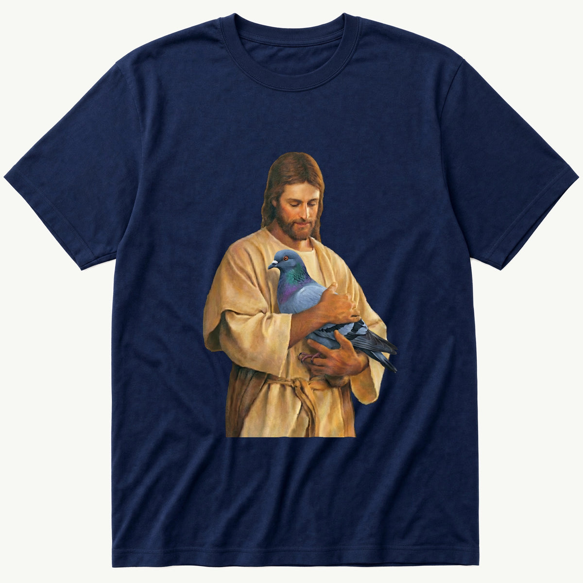 Christ With Pigeon 4 — Navy T-Shirt