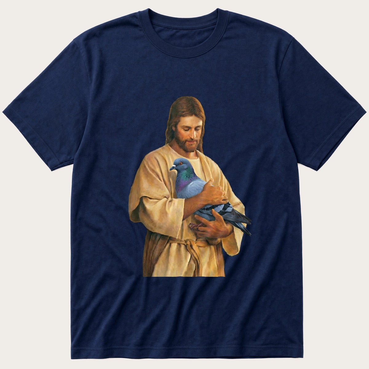 Christ With Pigeon 4 — Navy T-Shirt