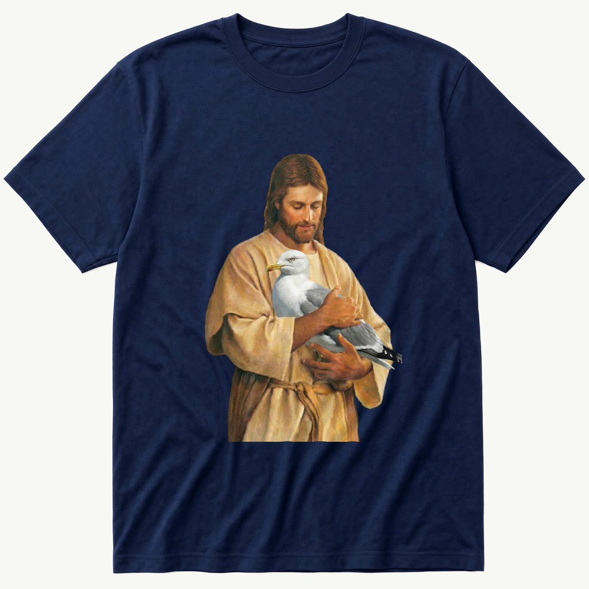 Christ With Seagull 5 — Navy T-Shirt