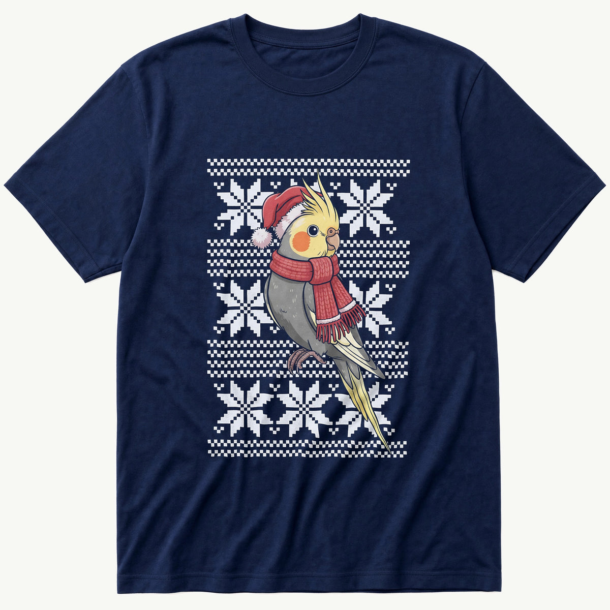 Christmas Cockatiel Sweater — Navy T-Shirt