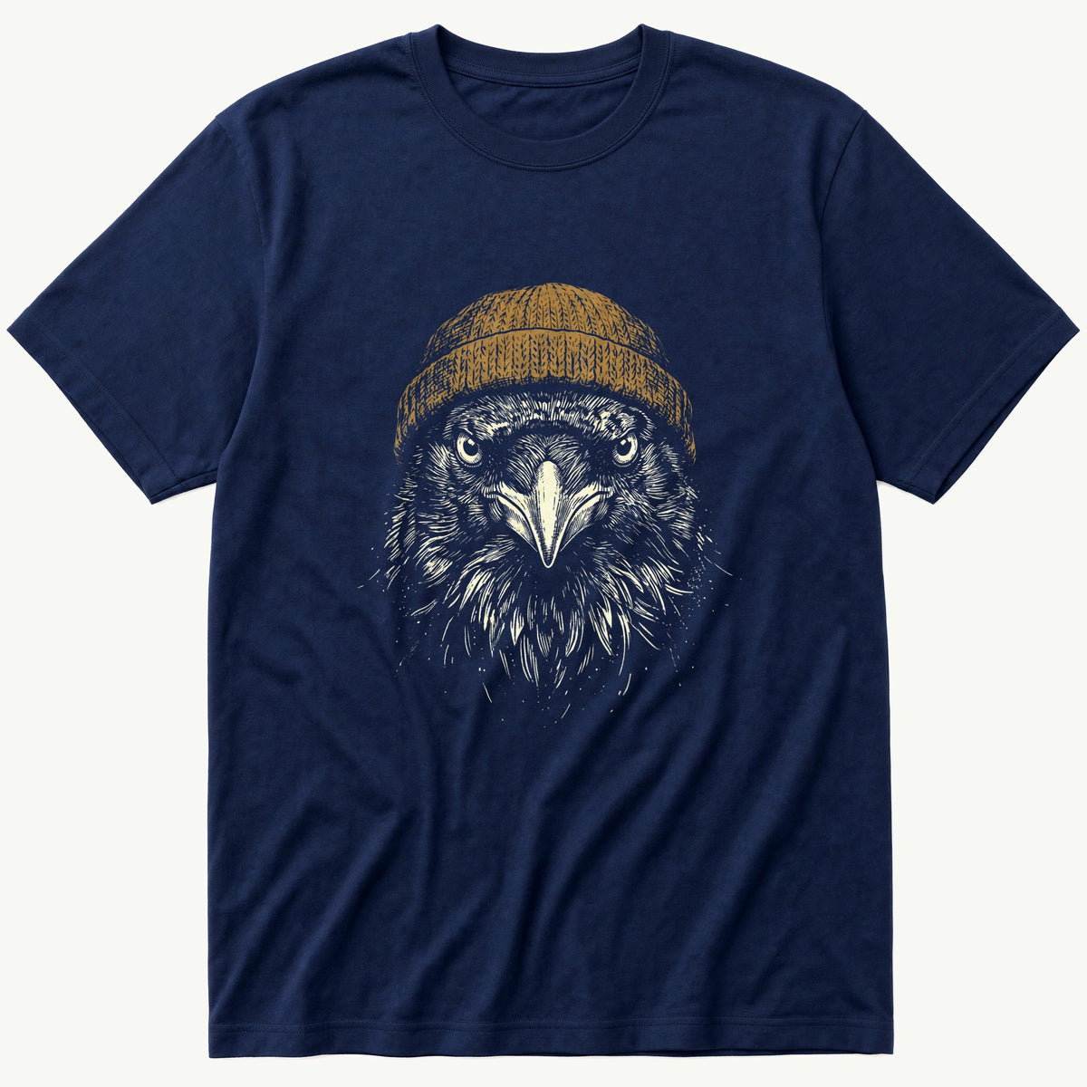 Crow Beanie 8 — Navy T-Shirt