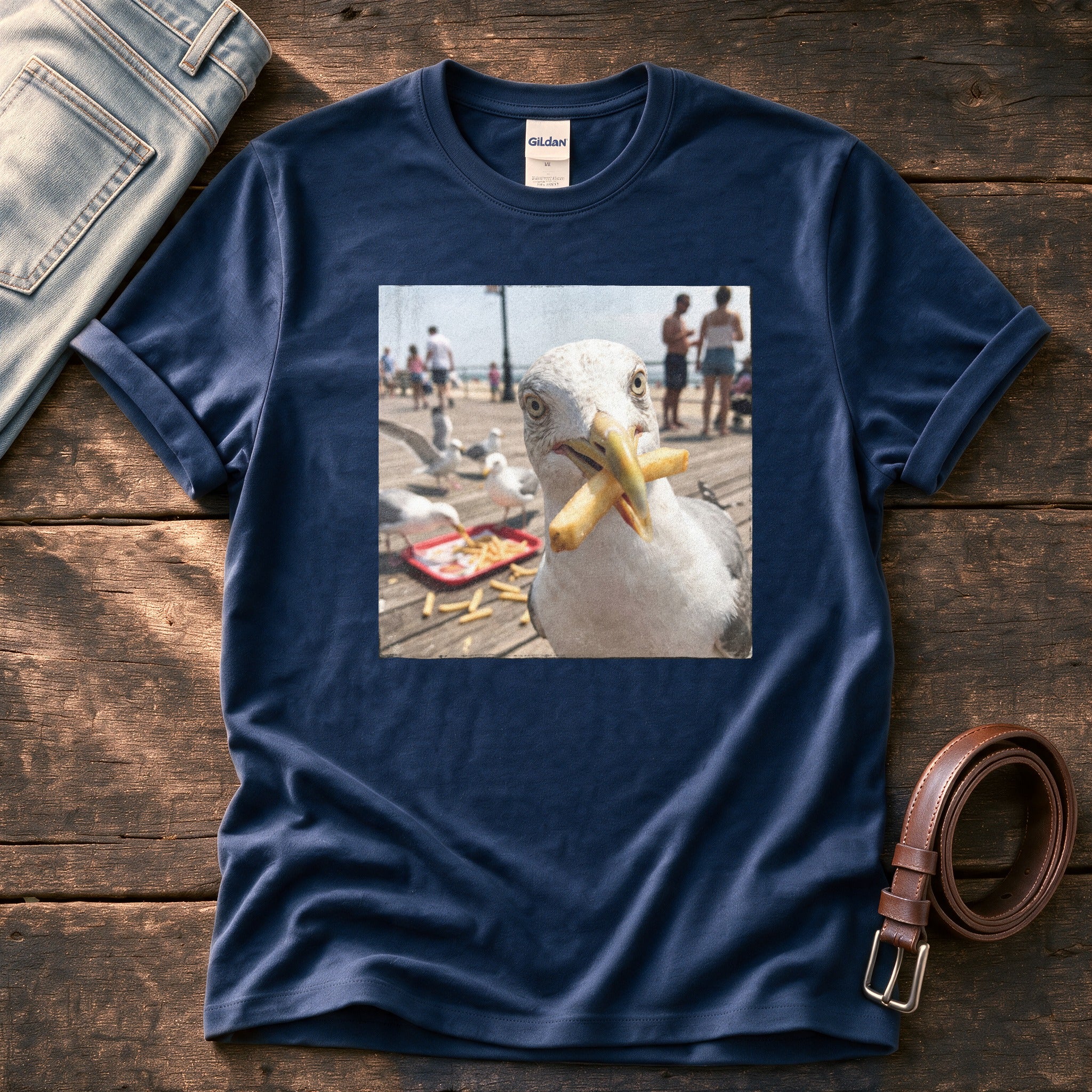 Disaster Seagull 2 — Navy Comfort Colors tee
