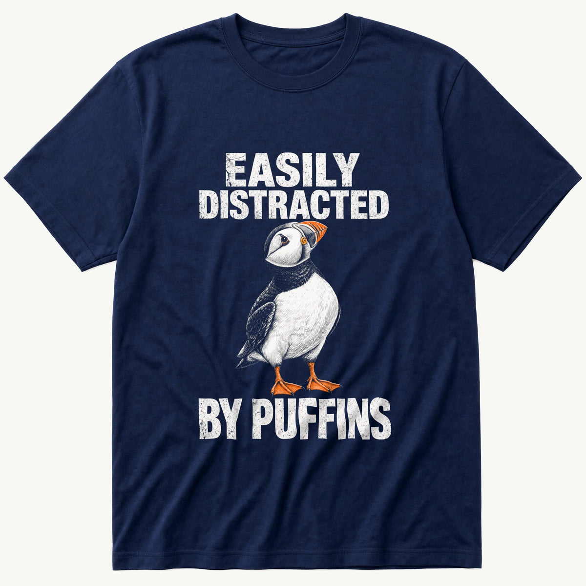 Distracted By Puffins — Navy T-Shirt
