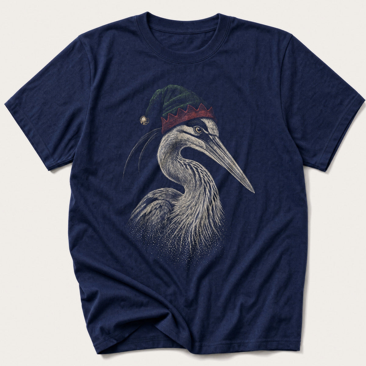 Elf Hat Heron — Navy T-Shirt