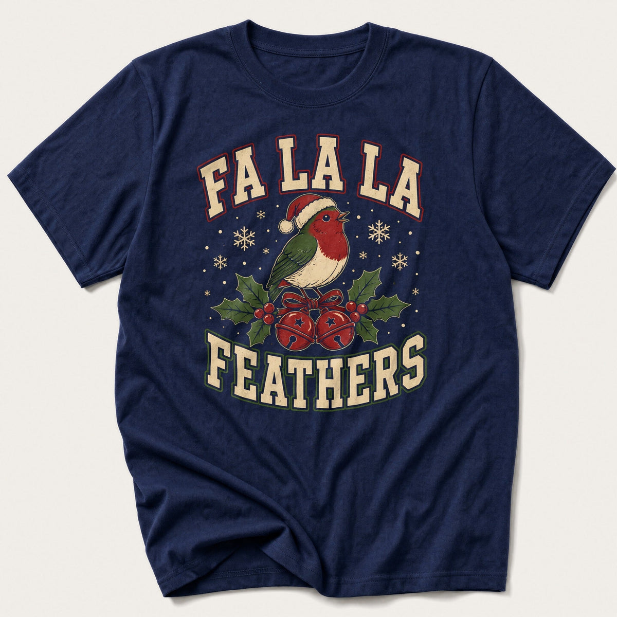 Fa La La Feathers — Navy T-Shirt
