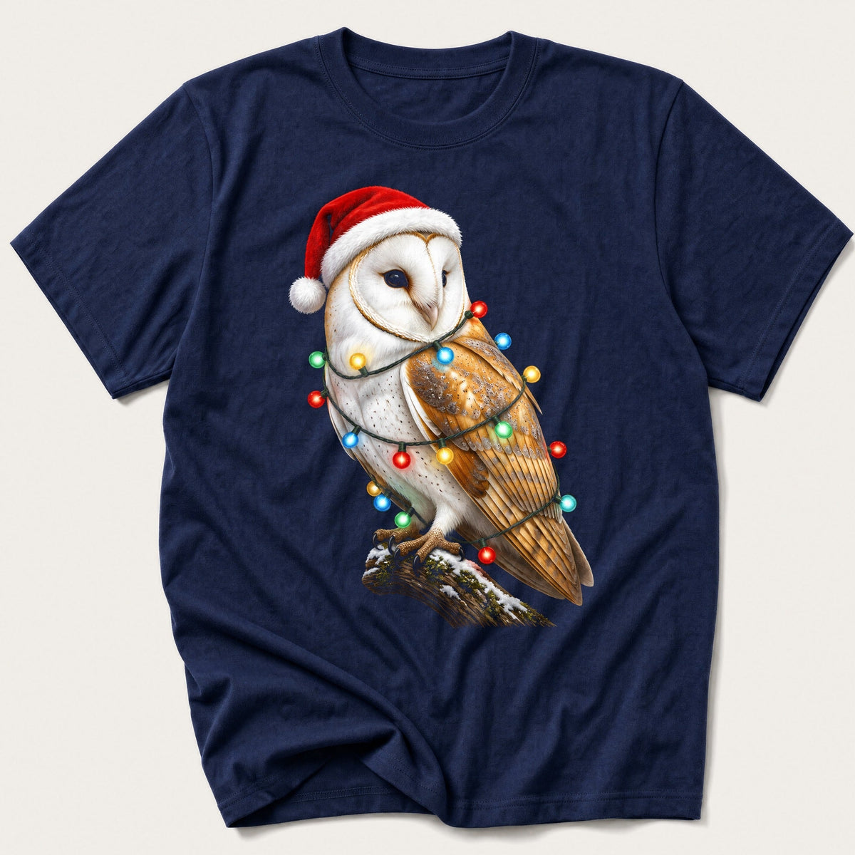 Fairy Light Barn Owl — Navy T-Shirt
