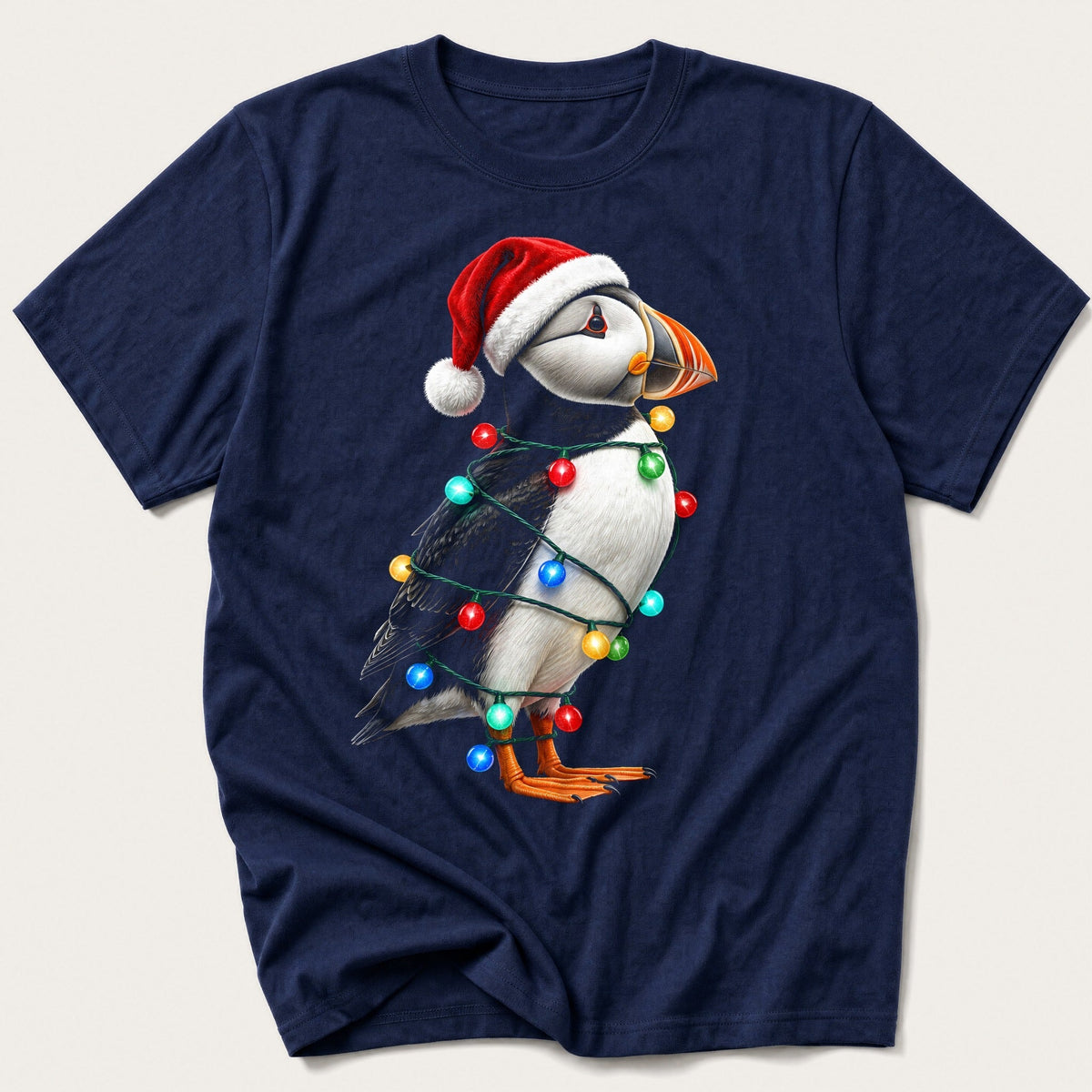 Fairy Light Puffin — Navy T-Shirt