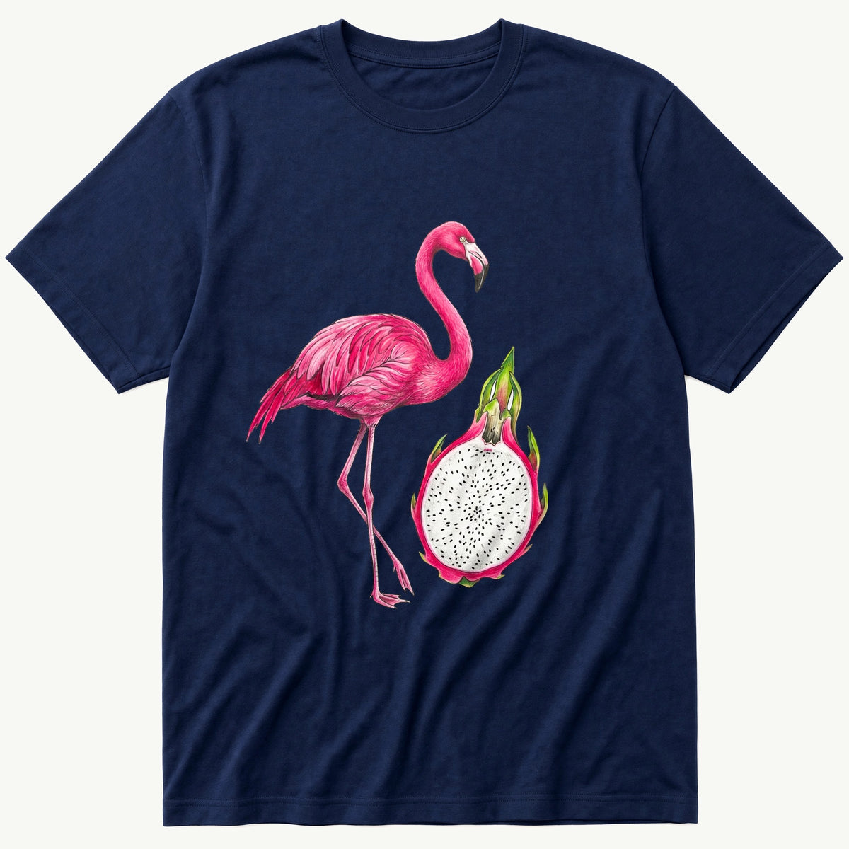 Flamingo Dragon Fruit — Navy T-Shirt