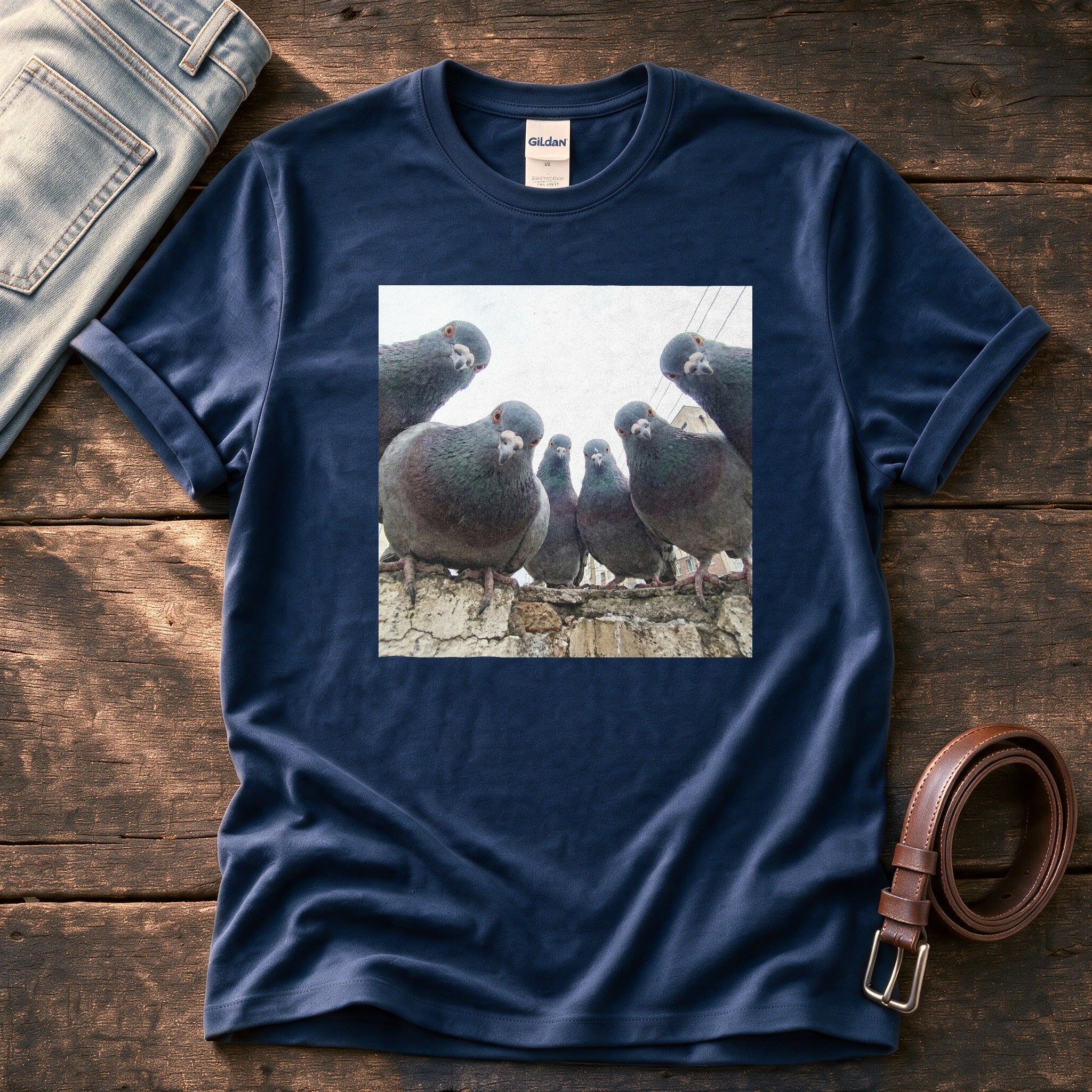 Flock Of Pigeons 3 — Navy Comfort Colors tee