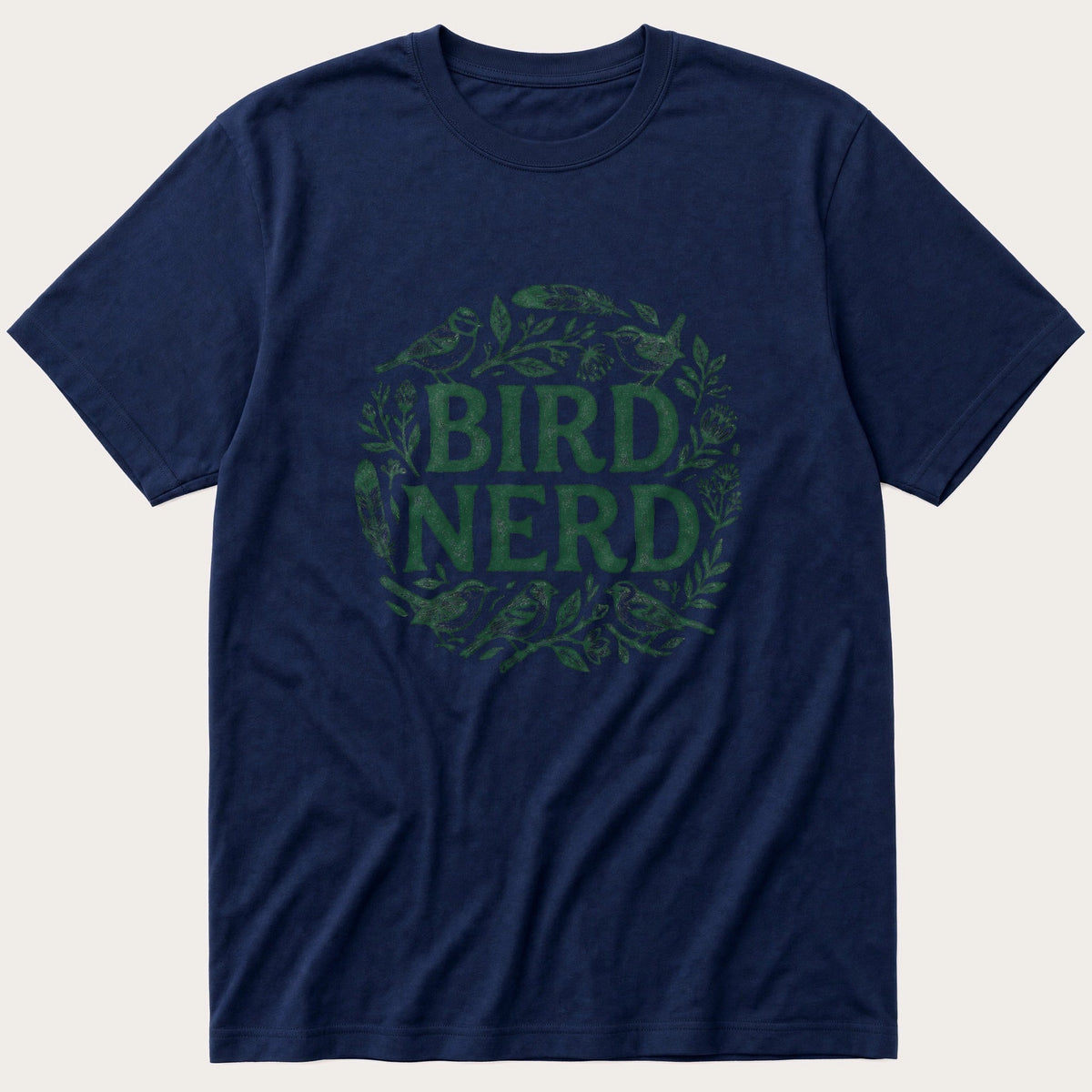 Floral Bird Nerd — Navy T-Shirt
