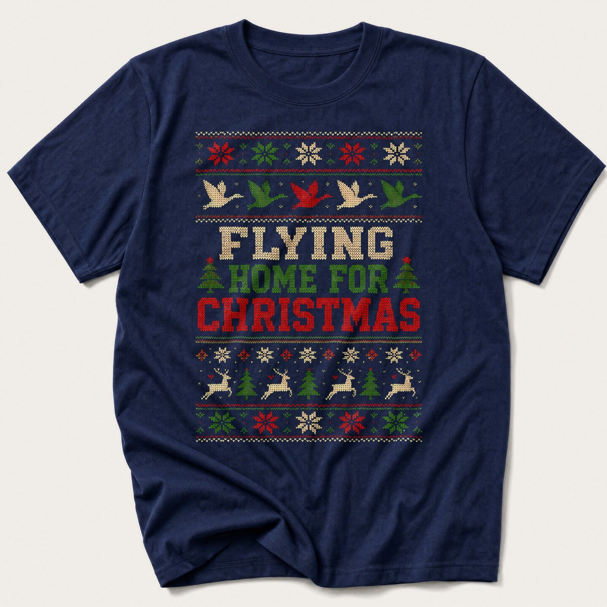 Flying Home For Christmas Jumper — Navy T-Shirt