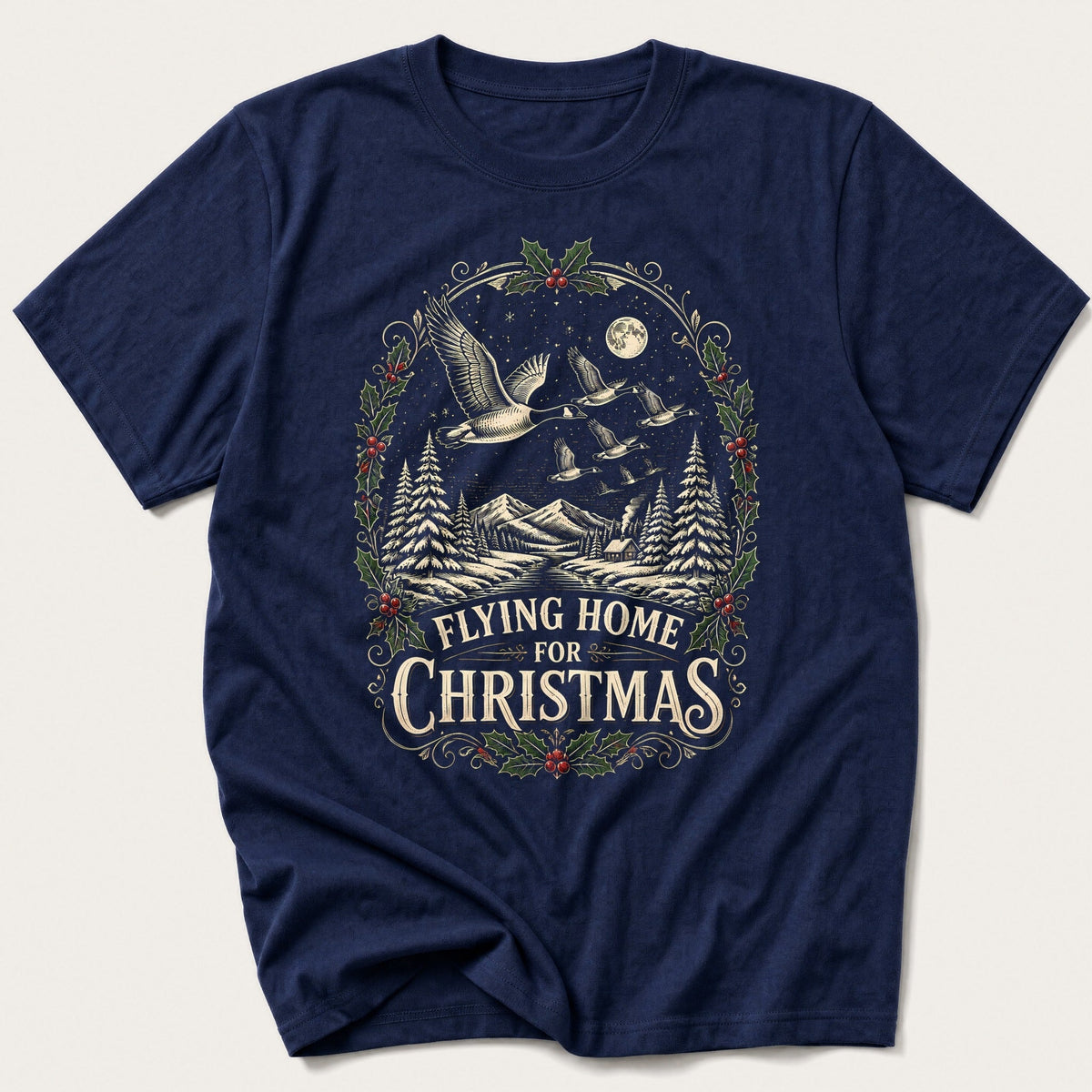 Flying Home For Christmas — Navy T-Shirt