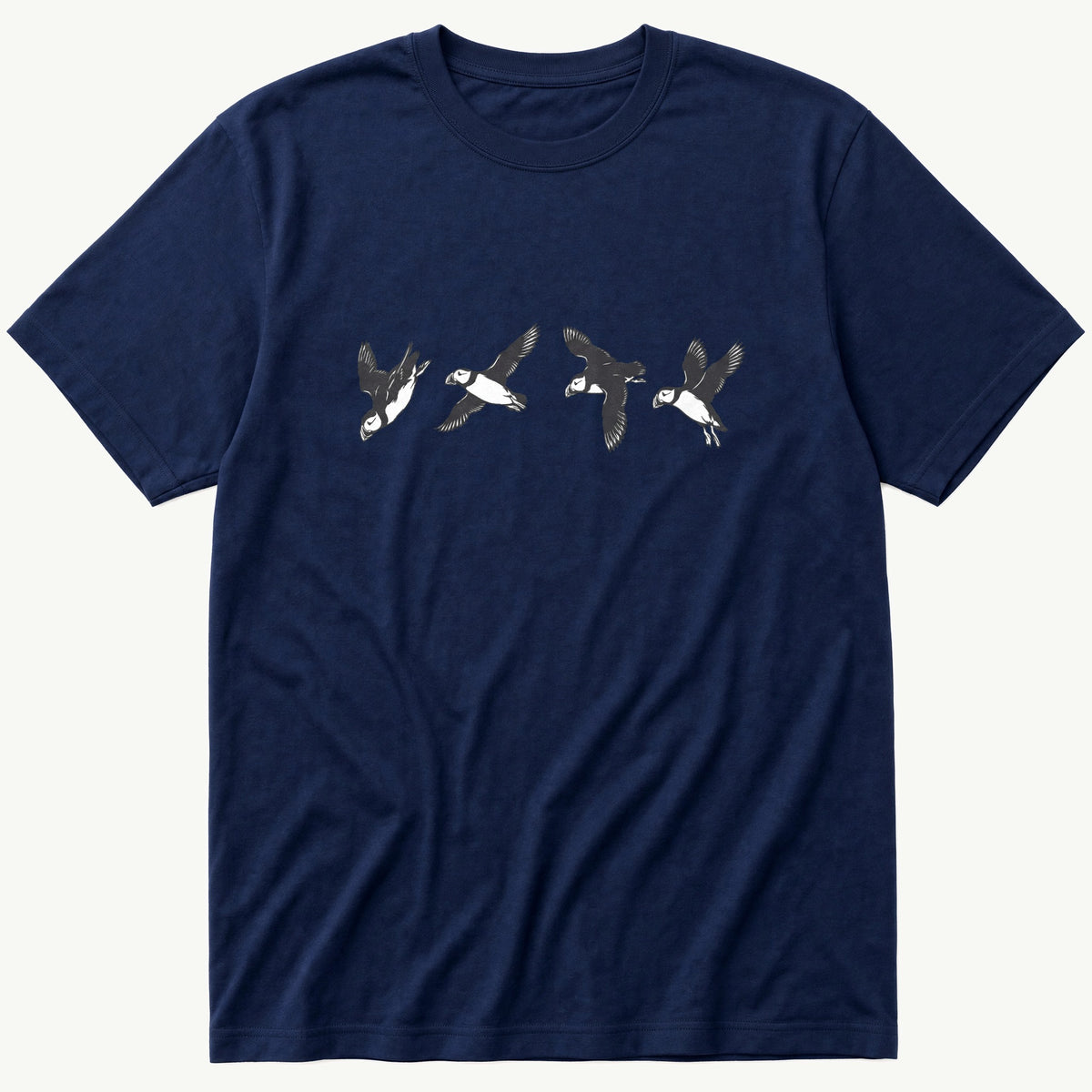Flying Puffins 2 — Navy T-Shirt