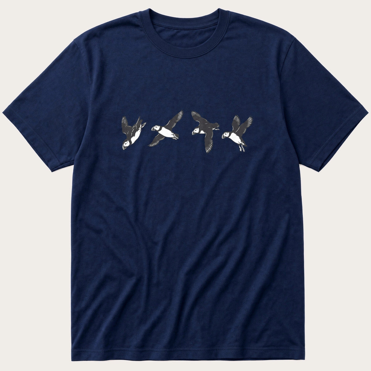 Flying Puffins 2 — Navy T-Shirt