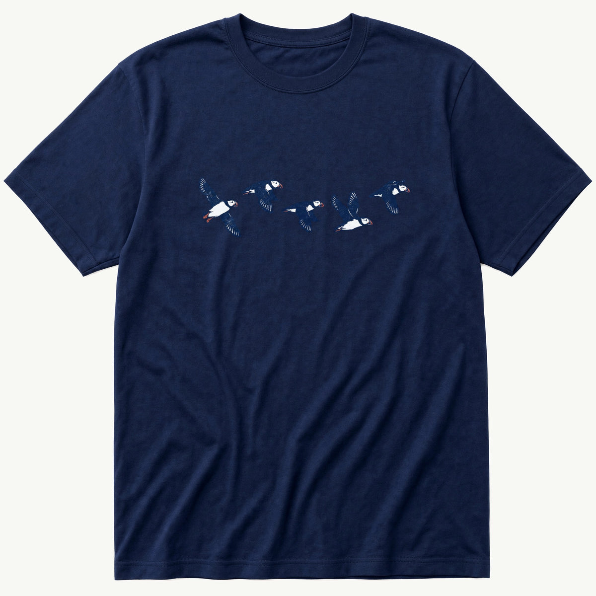 Flying Puffins 5 — Navy T-Shirt
