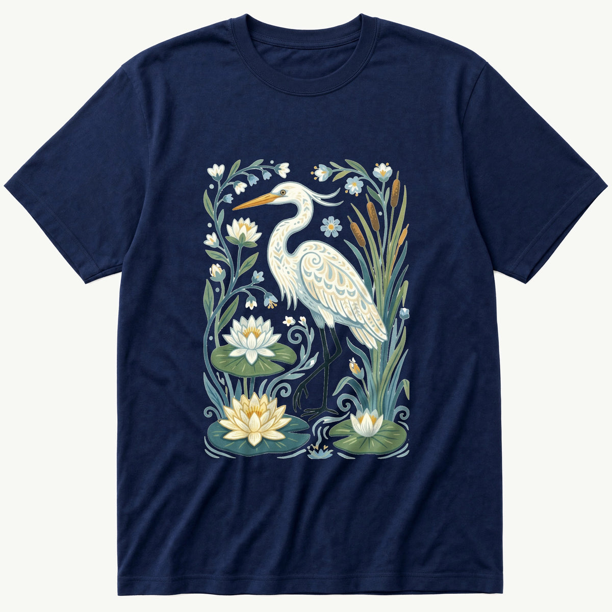 Folk Style Crane V2 — Navy T-Shirt
