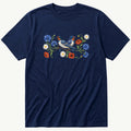 Folk Style Pair Of Swallows — Navy T-Shirt