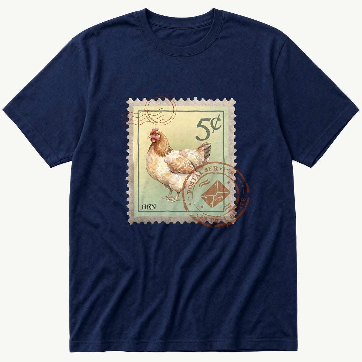 Hen Stamp — Navy T-Shirt