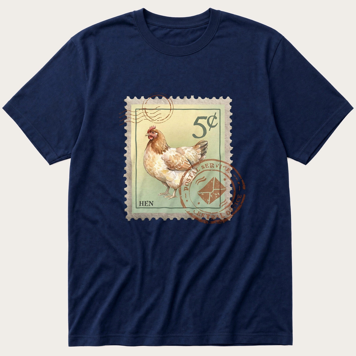 Hen Stamp — Navy T-Shirt