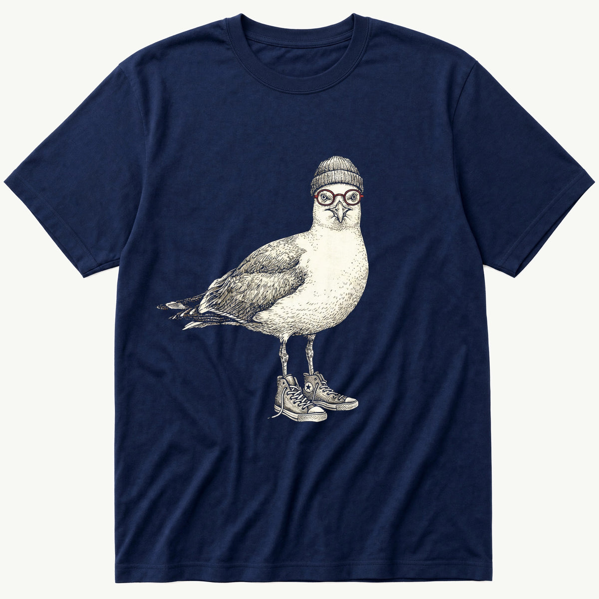 hipster-seagull-2 — Navy T-Shirt