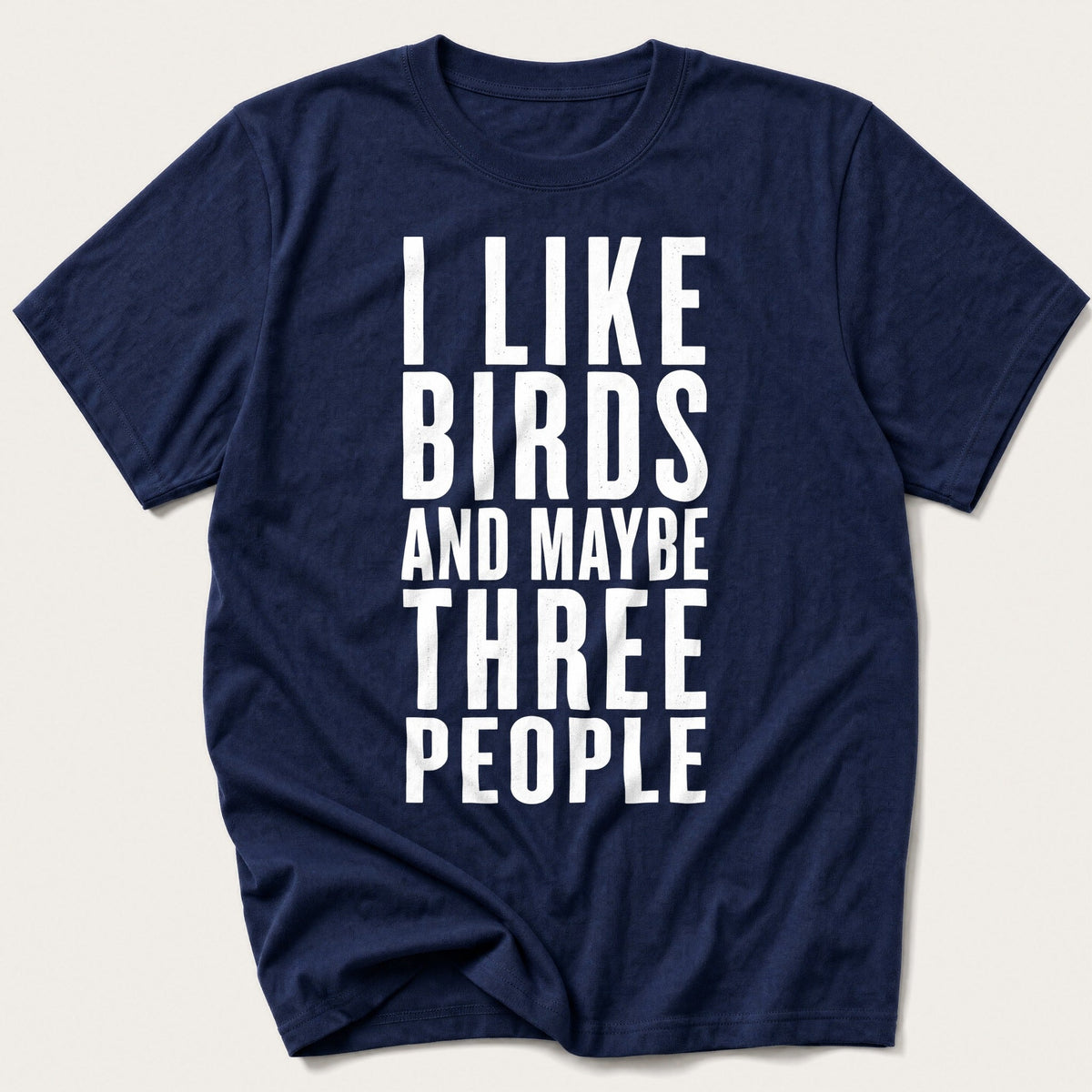 I Like Birds And Maybe Three People — Navy T-Shirt