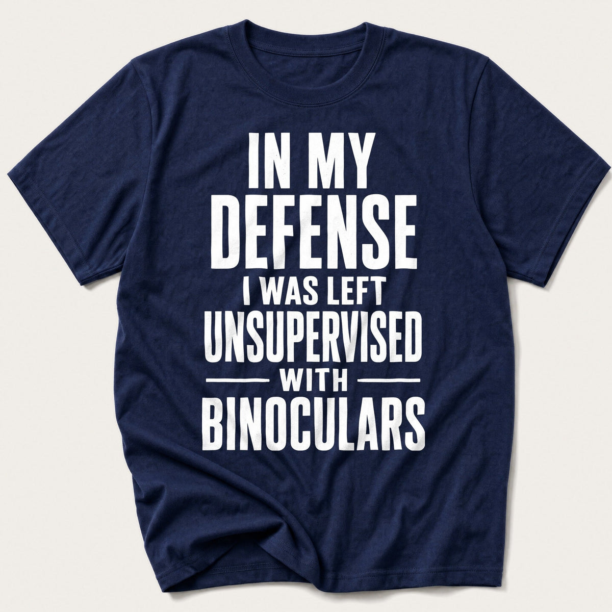 Left Unsupervised With Binoculars — Navy T-Shirt