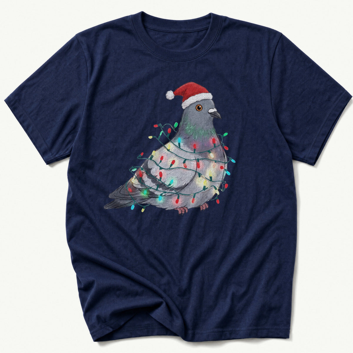 Lit Up Pigeon — Navy T-Shirt