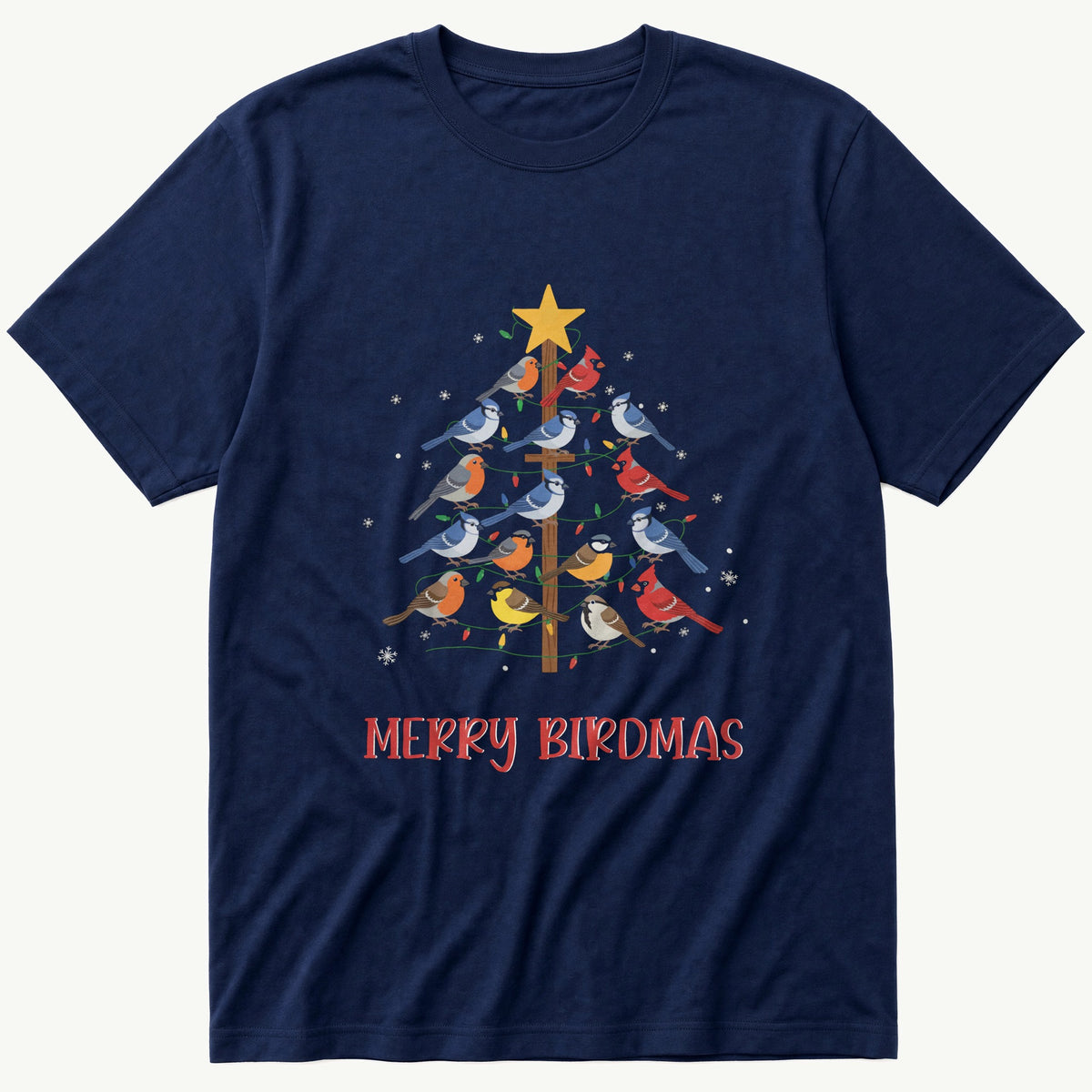 Merry Birdmas Post — Navy T-Shirt