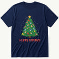 Merry Birdmas Tree — Navy T-Shirt