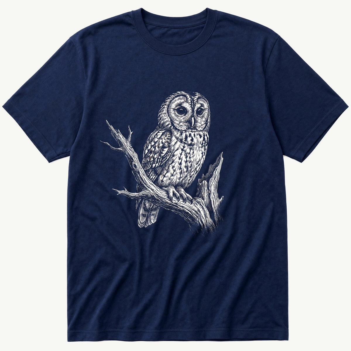 Mono Owl Print — Navy T-Shirt