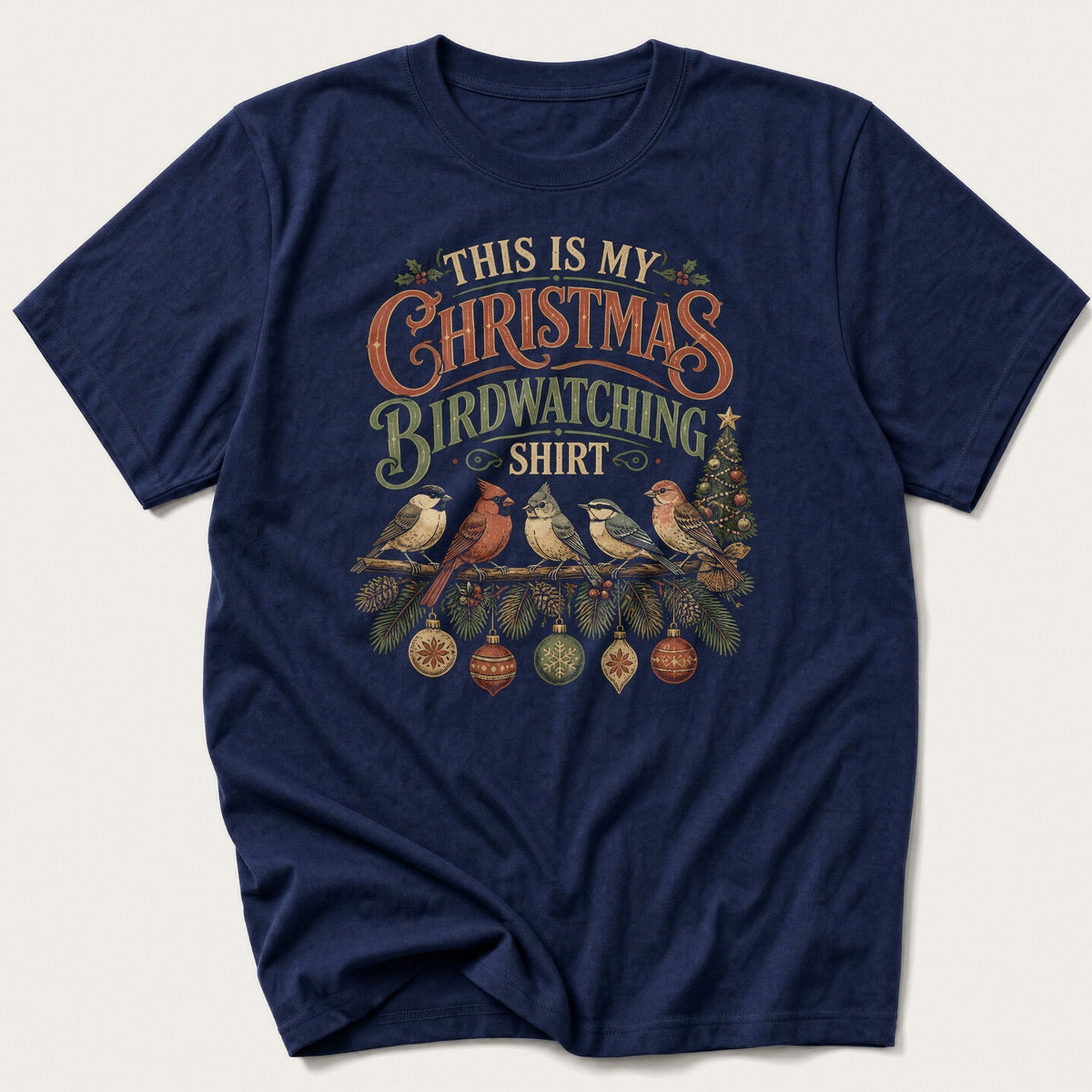 My Christmas Birdwatching Shirt — Navy T-Shirt