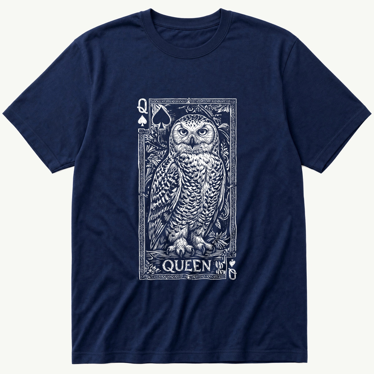 Owl Playing Card 4 — Navy T-Shirt