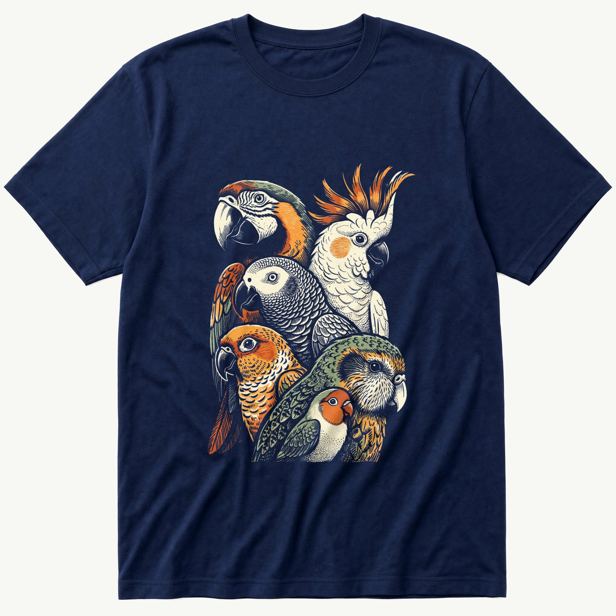 Parrot Breeds 3 — Navy T-Shirt