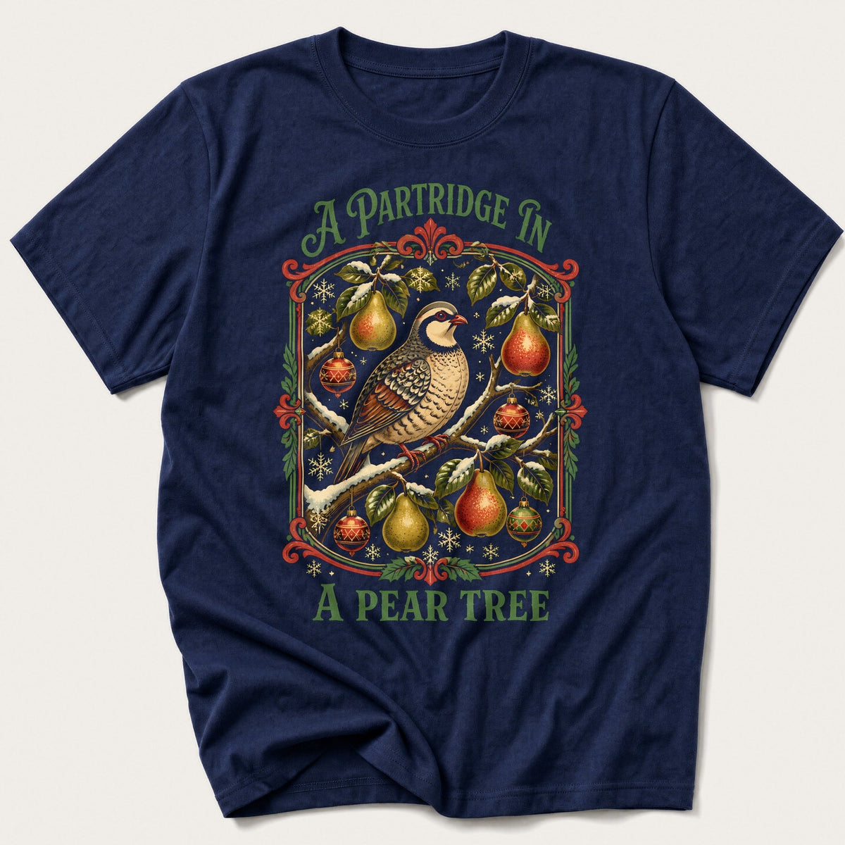 Partridge In A Pear Tree Framed — Navy T-Shirt