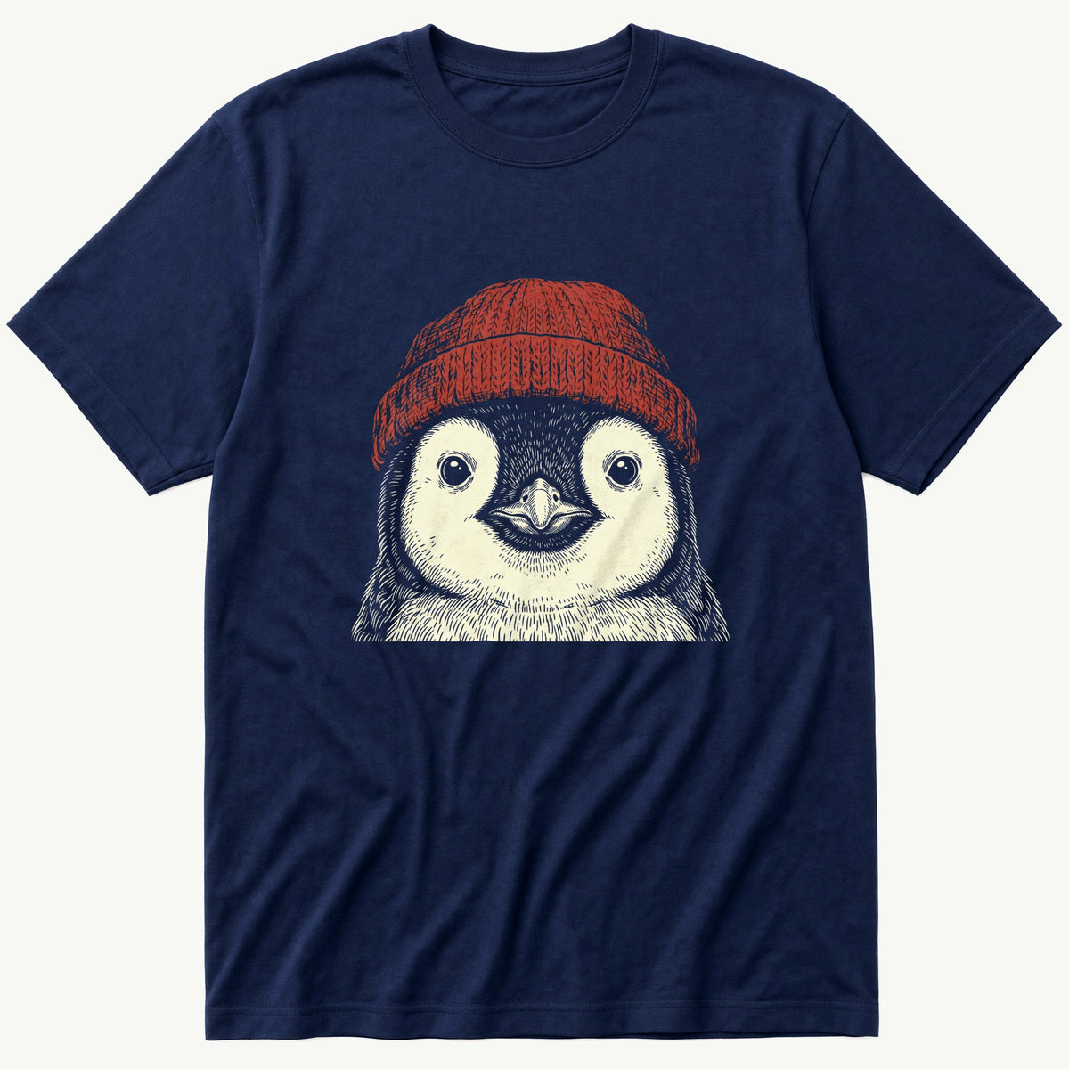Penguin Beanie 4 — Navy T-Shirt