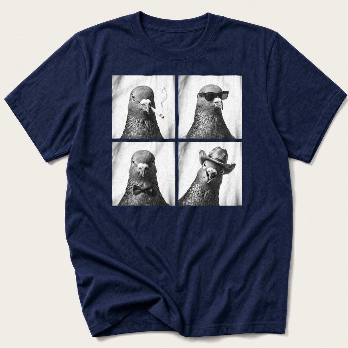 Photo Booth Pigeons — Navy T-Shirt