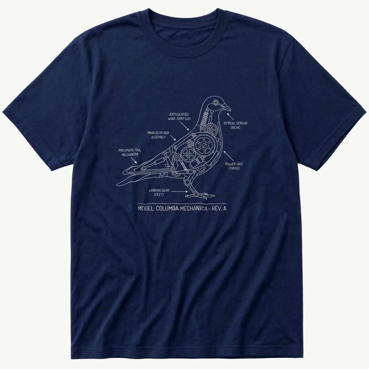 Pigeon Blueprint — Navy T-Shirt