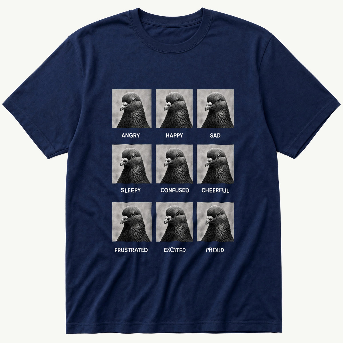 pigeon-emotions — Navy T-Shirt