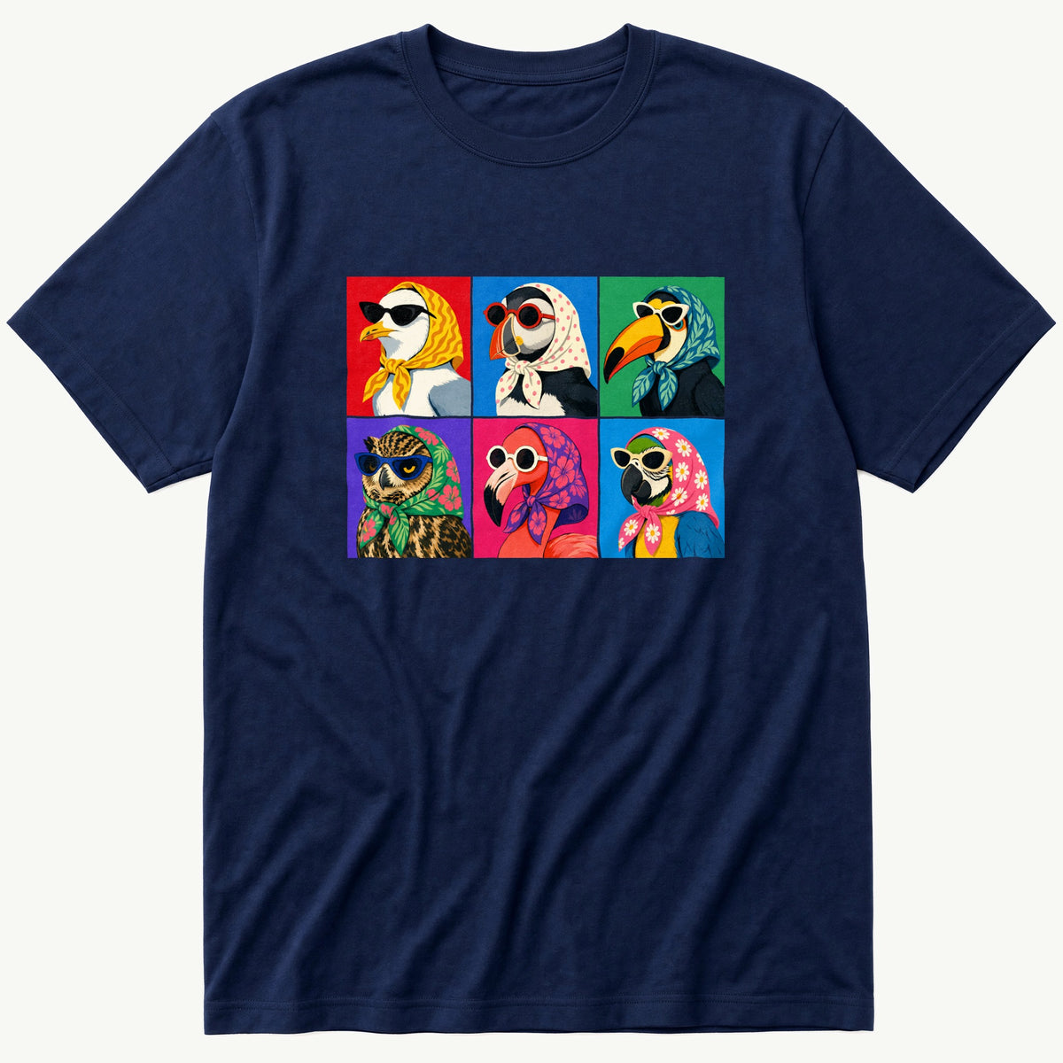 Pop Art Birds 4 — Navy T-Shirt