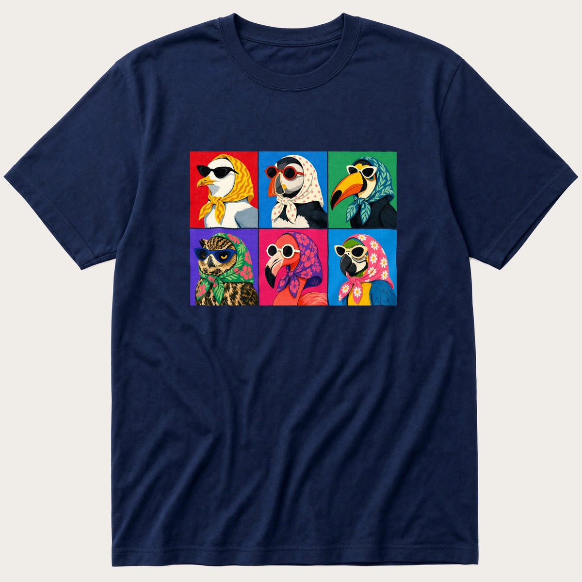 Pop Art Birds 4 — Navy T-Shirt