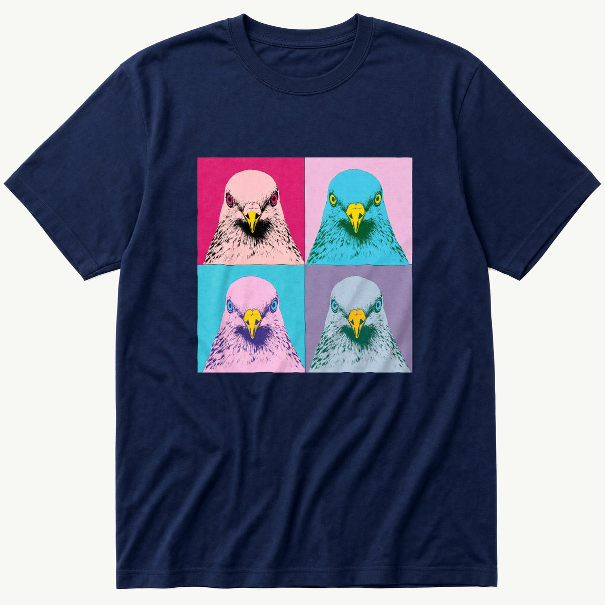 Pop Art Pigeon — Navy T-Shirt