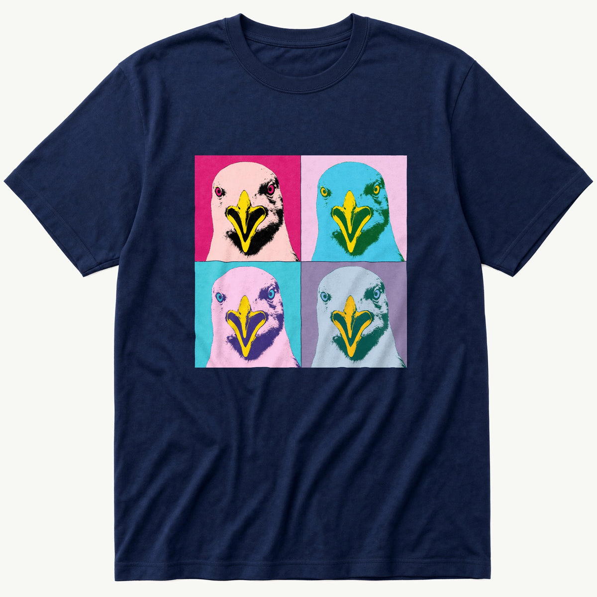 Pop Art Seagull — Navy T-Shirt