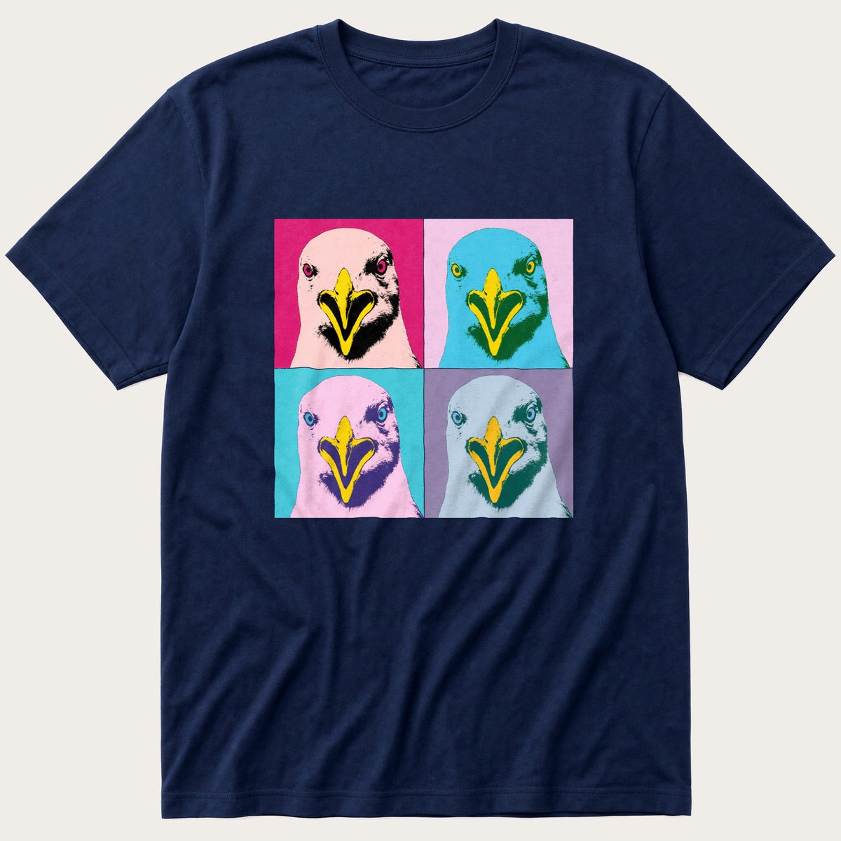 Pop Art Seagull — Navy T-Shirt