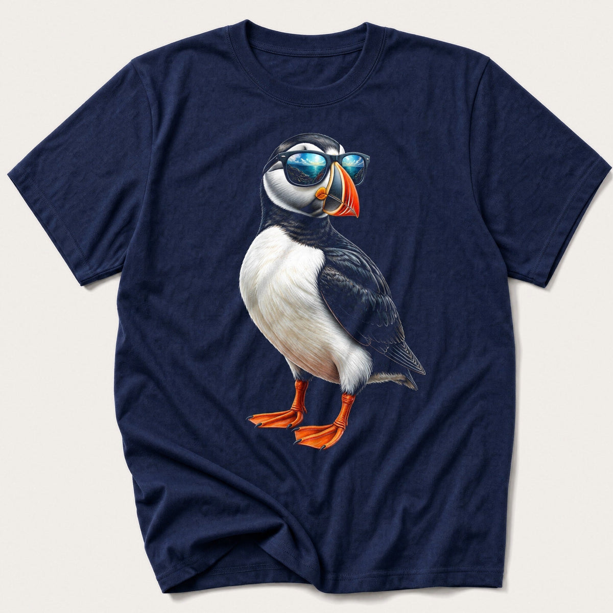Puffin In Shades — Navy T-Shirt
